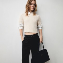 تصویر شلوار مشکی پشت‌چین‌دار Mango – مدل 77069073 