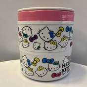 تصویر فلاسک غذای کودک دو طبقه دسته دار داخل استیل طرح کیتی HELLO KITTY 