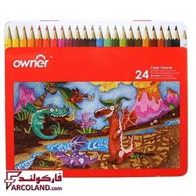 تصویر مداد رنگی 24 رنگ اونر مدل 141724 | جعبه فلزی | Owner colour pencil 