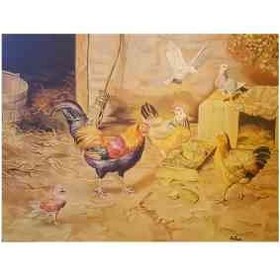 تصویر تابلو نقاشی طرح مرغ و خروس 