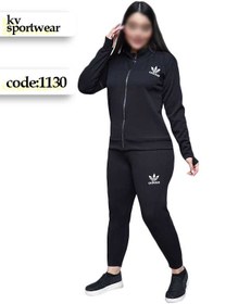 تصویر ست سویشرت شلوار سایز بزرگ ورزشی زنانه adidas کد 004 adidas womens big size sports pants sweatshirt set code 004