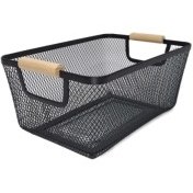 تصویر سبد فلزی مستطیل دسته چوبی متوسط 