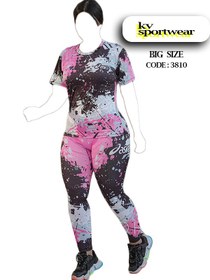 تصویر ست تیشرت شلوار سایز بزرگ ورزشی زنانه asics کد 002 asics womens big size sports pants tshirt set code 002