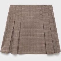 تصویر دامن کوتاه چهارخانه زنانه قهوه ای متوسط منگو 