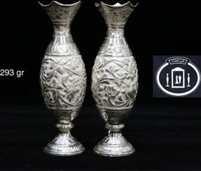 تصویر گلدان نقره قلم گل برجسته ممتاز عیار ۸۴ Silver vase