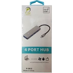 تصویر هاب 4 پورت TYPE-Cبه USB3.0 مدل P-3612 Pnet P-3612 hub