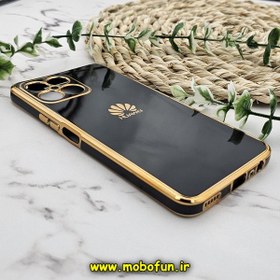 تصویر قاب گوشی Honor X8 4G هوآوی طرح ژله ای مای کیس گلد لاین دور طلایی محافظ لنز دار مشکی کد 87 