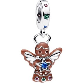 تصویر چارم نقره پاندورا مدل فرشته نان‌زنجبیلی آویزی Gingerbread Angel Dangle Charm