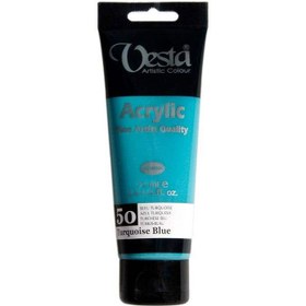 تصویر رنگ اکریلیک وستا 75 میل کد 50 فیروزه ای Vesta acrylic color, 75 ml, code 50, Turquoise Blue