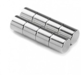 تصویر آهن ربا نئودیمیوم استوانه ای سایز ۱۰x۱۰ میلیمتر بسته ۱۰ عددی 