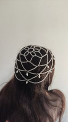 تصویر سربند زنانه کریستال مخروطی با آویزهای کریستال 