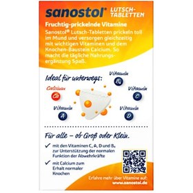 تصویر قرص‌ جویدنی مولتی ویتامین‌ + کلسیم سانستول (sanostol) اوریجینال اصل آلمان قرص‌ مولتی ویتامین‌ + کلسیم سانستول (sanostol) اوریجینال اصل آلمان