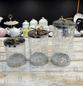 تصویر بانکه سه سایز شیشه ترک طرح بامبو 