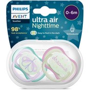 تصویر پستانک شب‌تاب ۰ تا ۶ ماه دوتایی فیلیپس اونت PHILIPS AVENT سری UltraAir مدل SCF376/19 