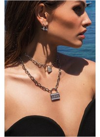 تصویر گردنبند قفل حروف الفبا APM Monaco برند apm monaco APM Monaco Alphabet X lock necklace