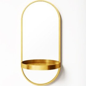 تصویر آینه دکوراتیو فلزی دیواری بیضی G۲۴۴ - سفید 