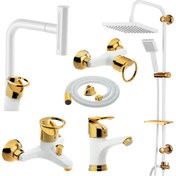 تصویر ست شیرآلات فراست پویا مدل النگویی آبشاری چهارحالته مجموعه 6 عددی 