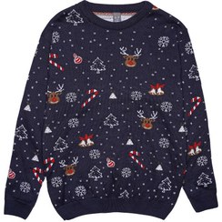 تصویر پلیور بافت پسرانه طرح تمام ژاکارد گوزن کریسمسی بانی نو 