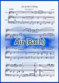 تصویر نت ویولن پیانو (Bach) Air باخ به همراه اجرای نت و بکینگ ترک پیانو 