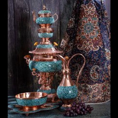 تصویر سماور فیروزه کوبی نفیس برند آقاجانی کد 201 