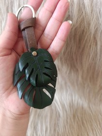 تصویر سر سویچی چرم طرح برگ 