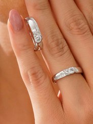 تصویر حلقه ست قلب دو تیکه نقره Two part heart wedding's rings made by sterling silver