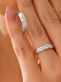 تصویر حلقه ست قلب دو تیکه نقره Two part heart wedding's rings made by sterling silver