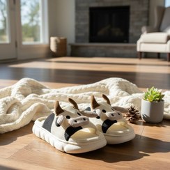 تصویر روفرشی مردانه وارداتی کفی ضد تعرق طرح گاو سفید 