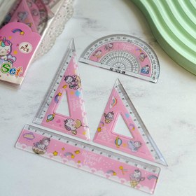 تصویر ست خطکش و گونیا طرح یونیکورن 