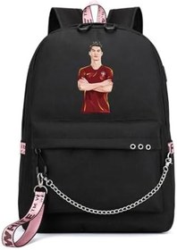 تصویر Football Super Hero Ronaldo Printed Backpack - Football Sports Fan - School - Travel Bag with USB Charging Port - Kids - Adults 