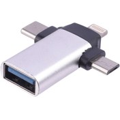 تصویر تبدیل OTG چندکاره آیفون اندروید تایپ سی JH-0519 JH-0519 OTG USB To MicroUSB / Lightning / Type-C