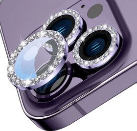 تصویر محافظ لنز رینگی نگین دار سوارسکی Apple iPhone 15 Pro Max / 14 Pro Max / 14 Pro 