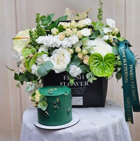 تصویر ست گل و کیک سبز 