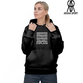 تصویر هودی ورزشی فشن لاین کشتی مشکی/سفید | آرنا اسپورتر Buy Fashion Line Wrestling Hoodie Black/White - Arenasporter.ir