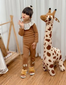 تصویر بلوز شلوار یقه گل گلی 