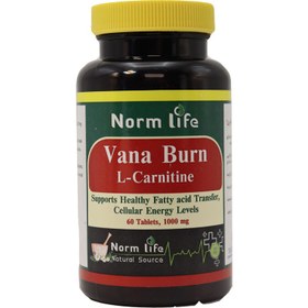 تصویر قرص ال کارنیتین 1000 میلی گرم وانا برن نورم لایف 60 عددی Vana Burn 1000 mg Norm life 60 Tablets