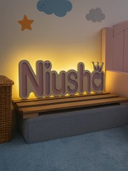 تصویر چراغ خواب کودک دیواری با نور مخفی و اسم 