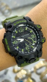 تصویر ساعت مچی جی شاک مشکی و سبز | Black and green J-Shock wristwatch 