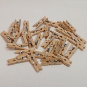 تصویر گیره چوبی رنگ چوب کوچک بسته 20 عددی 