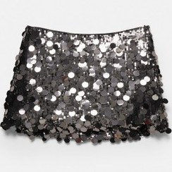 تصویر دامن کوتاه پولک دوزی شده زنانه خاکستری پل اند بیر 