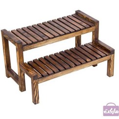 تصویر استند گلدان دوطبقه چوبی مدل مارال 