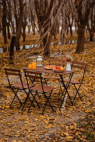 تصویر میز و صندلی تاشو چهارنفره طرح ایکیا تراس کافه حیاط ویلا باغ - قهوه‌ای ا Miz sandali Miz sandali