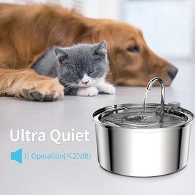 تصویر آبخوری خودکار سگ و گربه جنس استیل برند tomxcute ـ sus 304 - 3.2L 108 OZ stainless steel pet water fountain