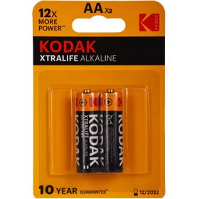 تصویر باتری آلکالاین قلمی(AA) کداک مدل XTRALIFE بسته 2 عددی KODAK BATTERY AA XTRALIFE ALKALINE