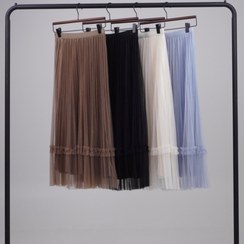 تصویر دامن توری نوار مروارید 