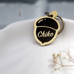 تصویر پلاک بلوط مدل Chiko - 4 سانت / 3 حک / نقره ای 