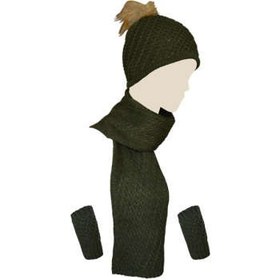 تصویر ست کلاه، شال و ساق دست بافت زنانه لمونو مدل K0024 