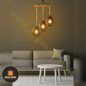 تصویر لوستر چوبی مدرن و خاص مدل سه حلقه ای 