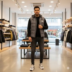 تصویر پافر مردانه ضدآب مدل NORTHFACE رنگ طوسی کیفیت بالا 