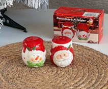 تصویر نمکدان کریسمسی طرح بابانوئل و آدم برفی کد 18-236 